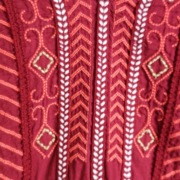 Lucky Brand Women's M 3/4 Sleeve Pullover Maroon Red V-Neck Peasant Top Shirt - Picture 4 of 8